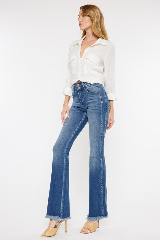 Kancan Double Button Fray Bootcut Jean