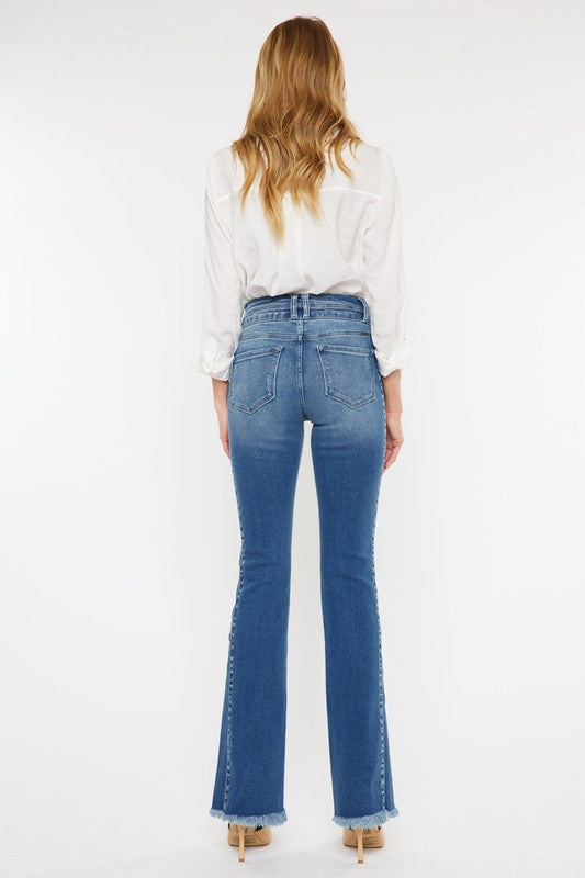 Kancan Double Button Fray Bootcut Jean
