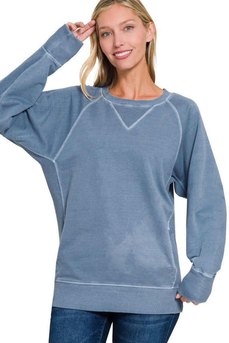 Zen French Terry Sweatshirt Dusty Blue Vibe Apparel