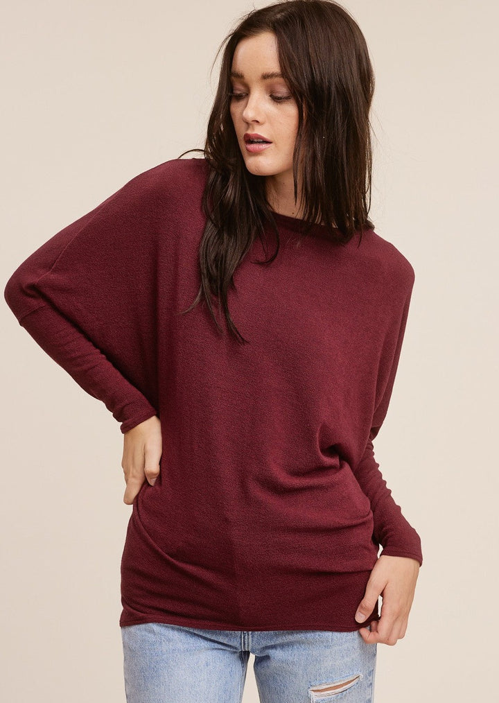 Jolie All Day Slouch Top (Burgundy)