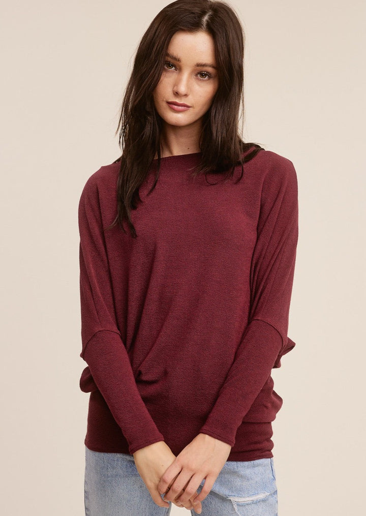 Jolie All Day Slouch Top (Burgundy)