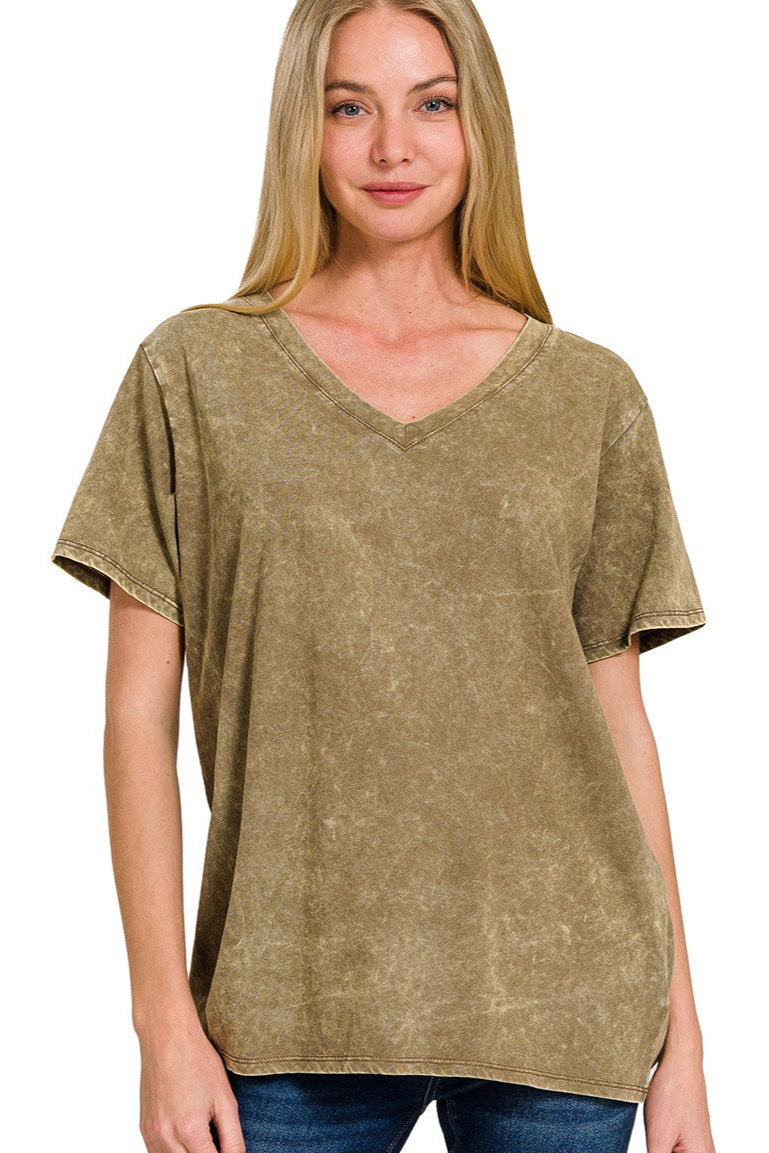 Zen Mineral Wash Cotton Tee (Mocha)