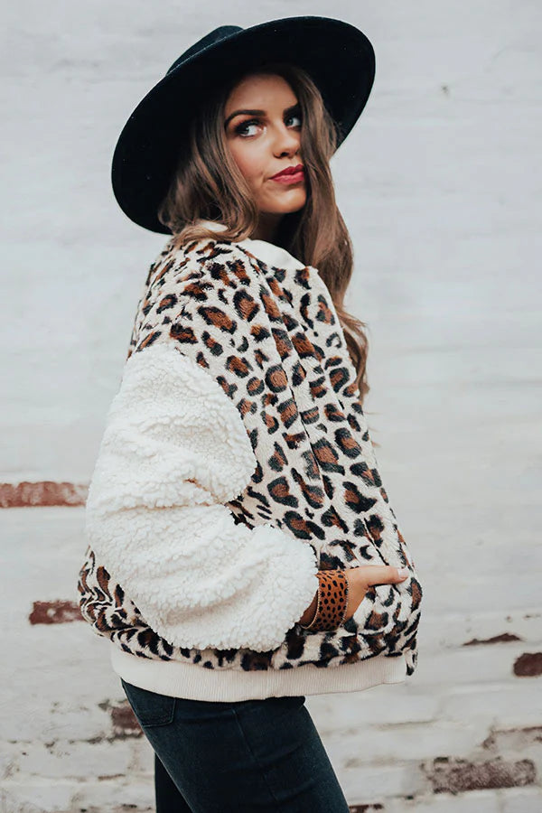 My Cozy Leopard Sherpa Jacket – Vibe Apparel