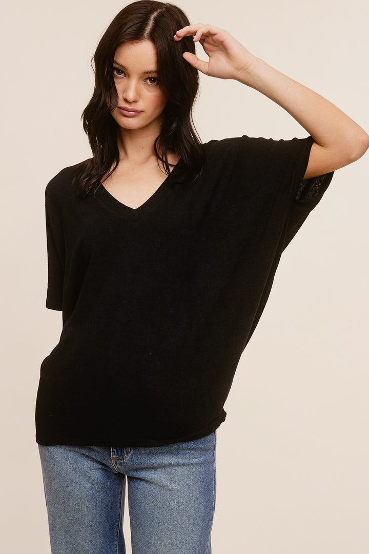 Jolie Slouchy Dolman Tee (Black)