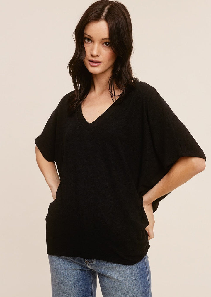 Jolie Slouchy Dolman Tee (Black)
