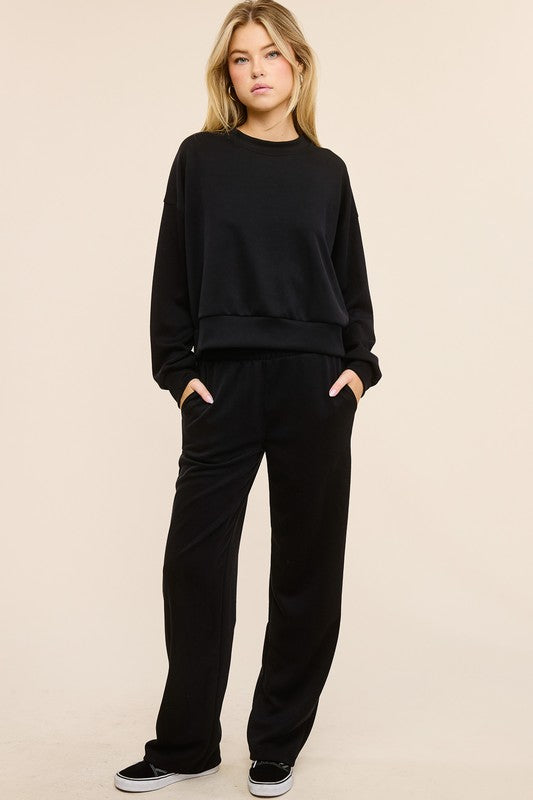 Jolie Crew Neck Pullover (Black)