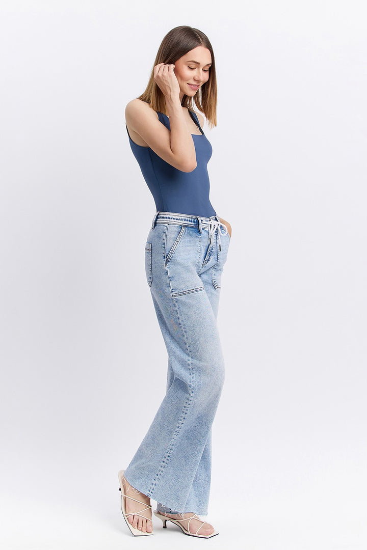 Flying Monkey Drawstring Wide Leg Jean
