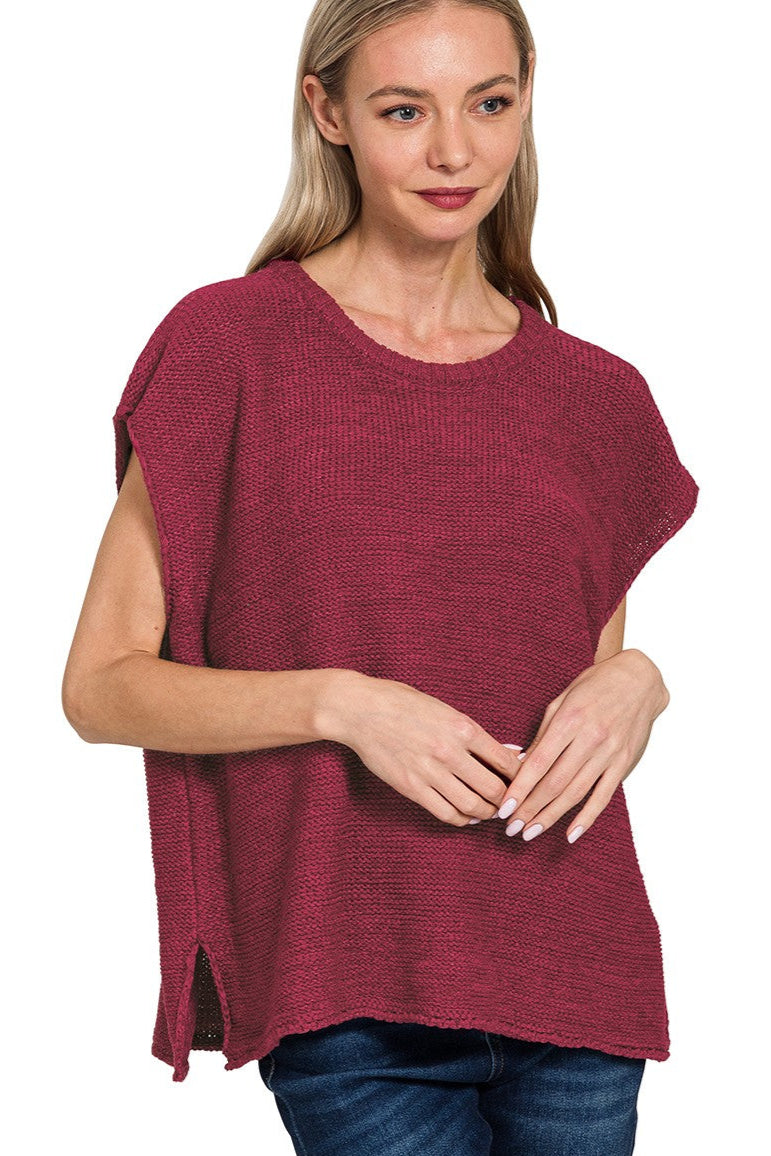 Zen Knit Sweater Tee (Cabernet)