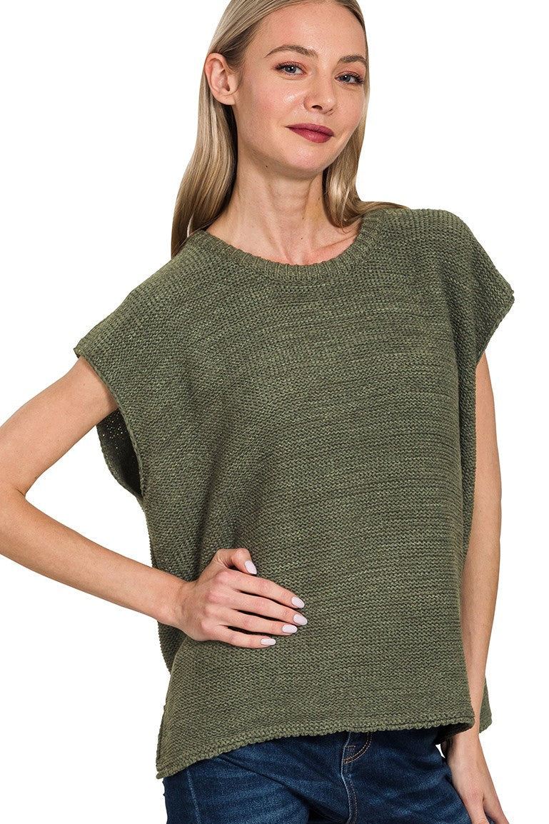 Zen Knit Sweater Tee (Dark Olive)