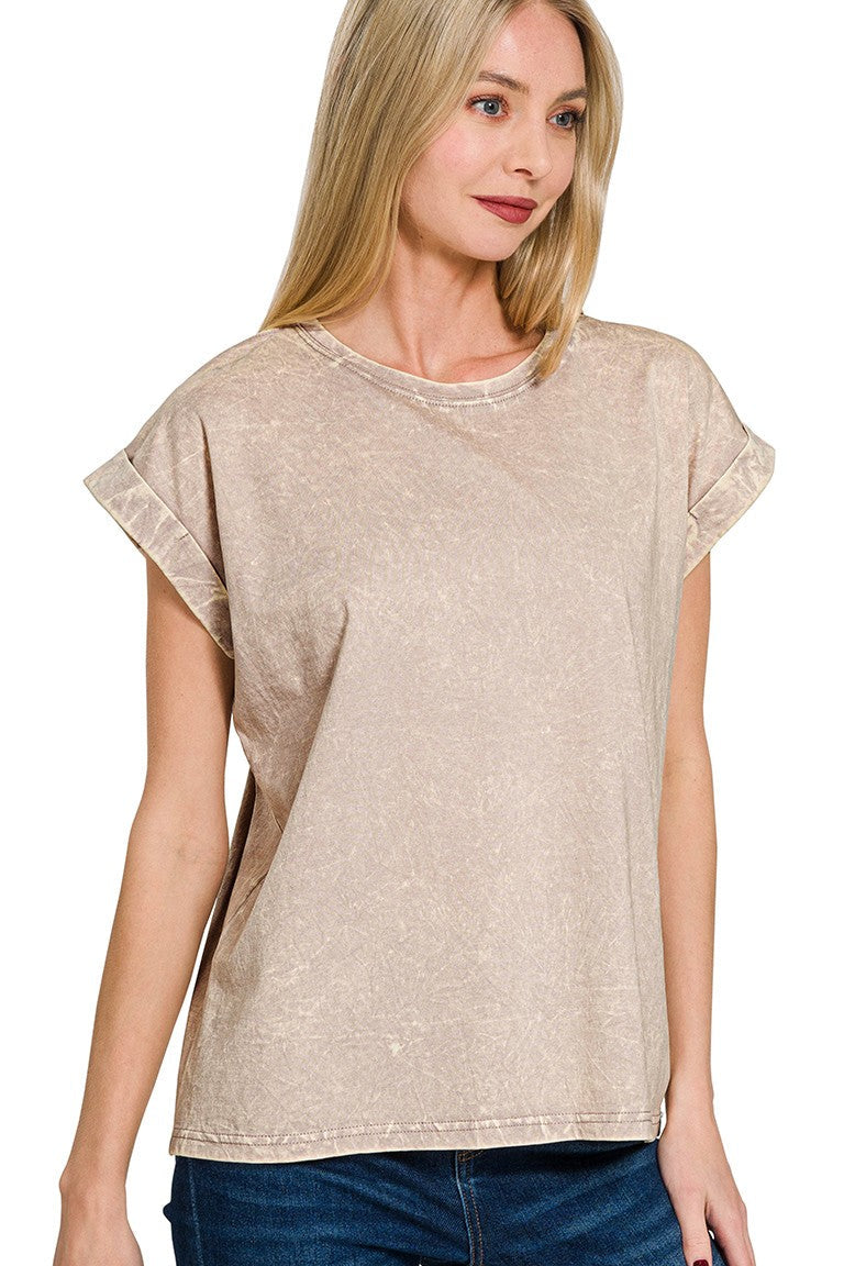 Zen Acid Wash Cotton Tee (Ash Mocha)