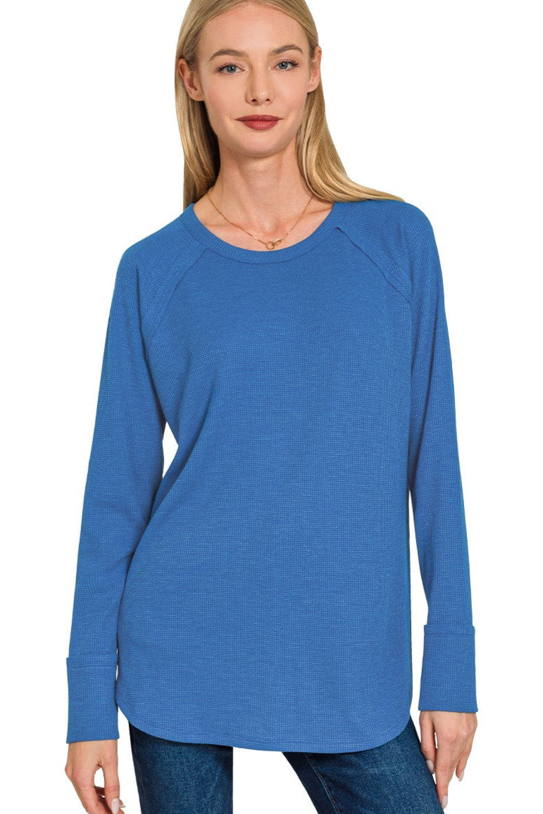 Zen Relaxed Waffle Top (Classic Blue)