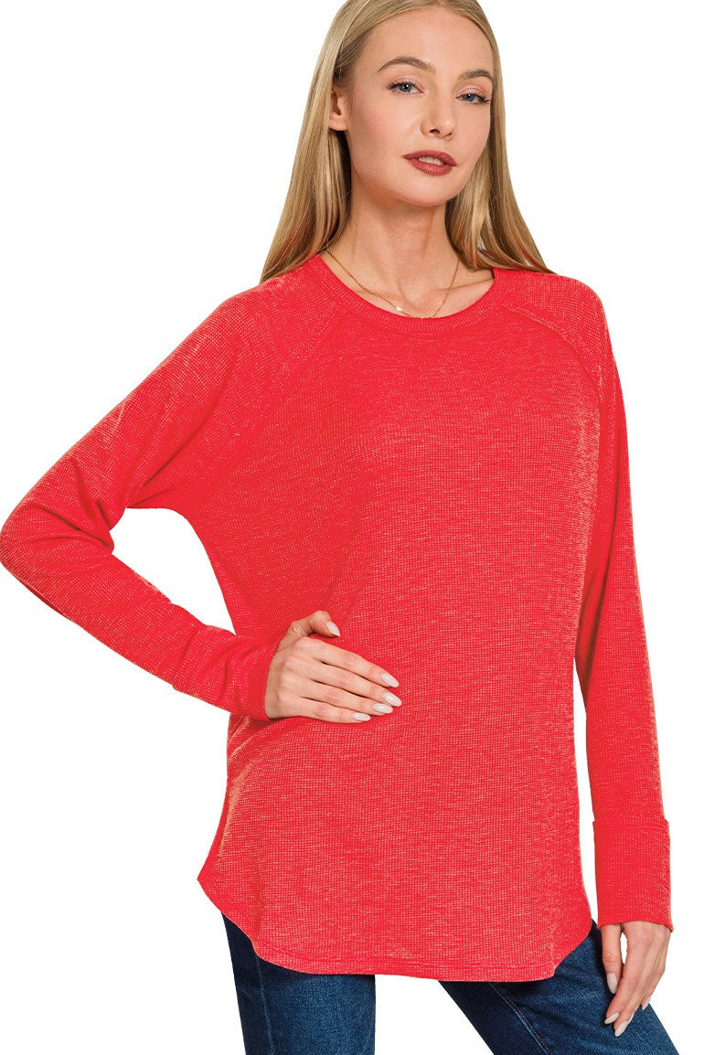 Zen Relaxed Waffle Top (Ruby)