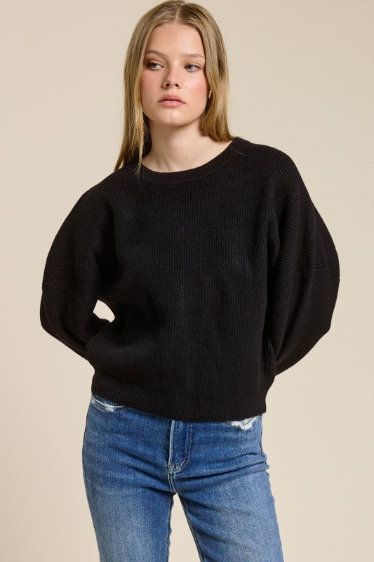 Jolie Wool Knit Sweater (Black)