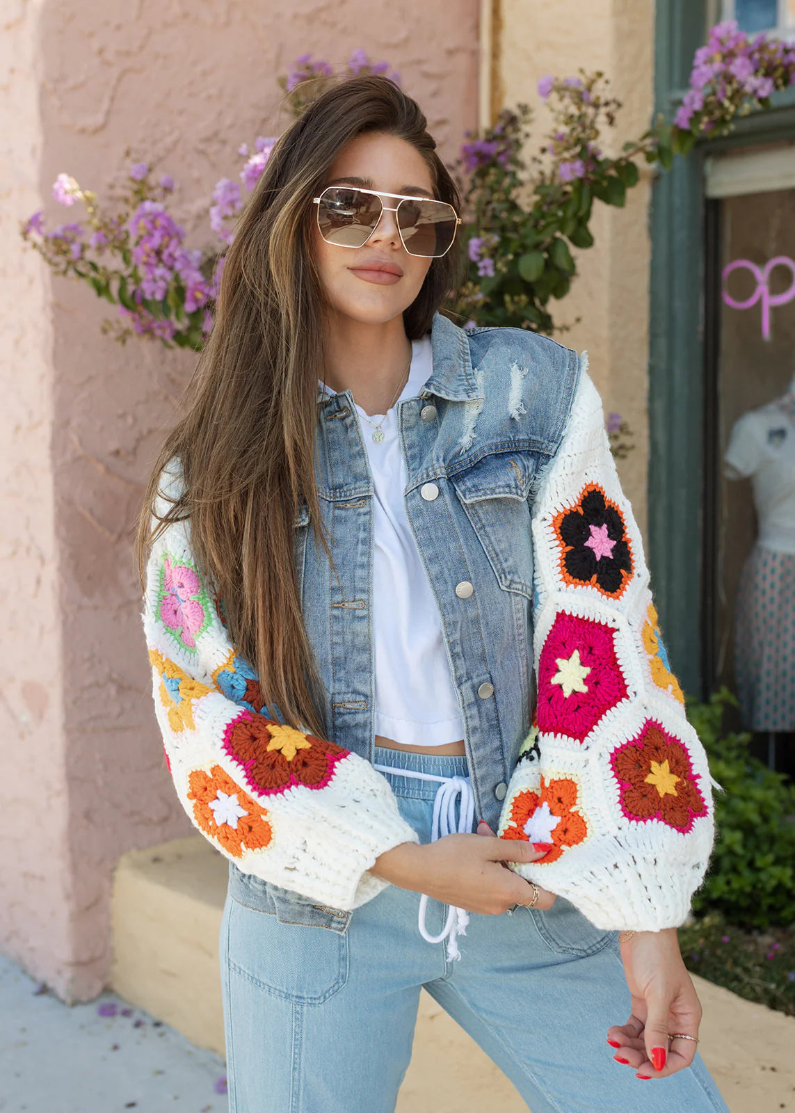 My Cozy Flower Power Denim Jacket – Vibe Apparel