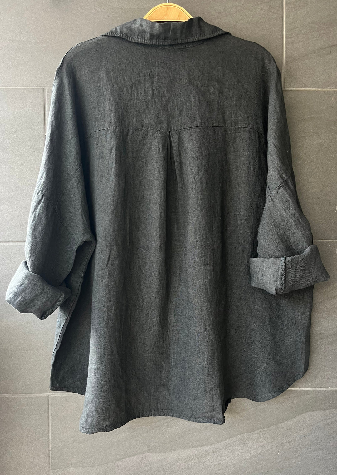 Meo Linen Rome Button Down Shirt (Charcoal)