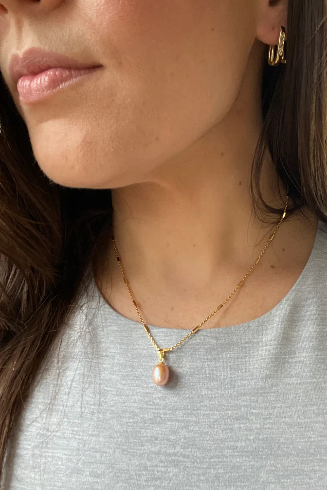 Pink Pearl Drop Necklace