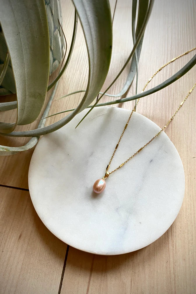 Pink Pearl Drop Necklace