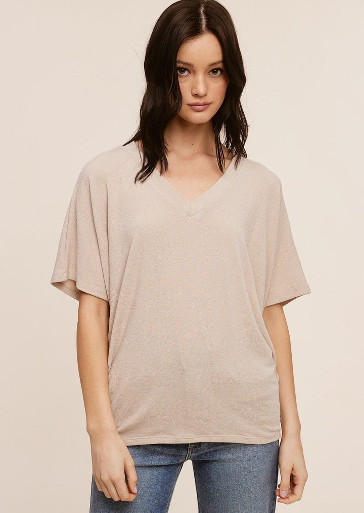 Jolie Slouchy Dolman Tee (Taupe)