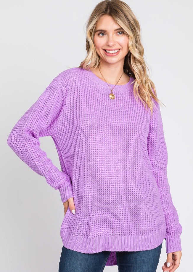 Zen Waffle Knit Sweater (Lavender)