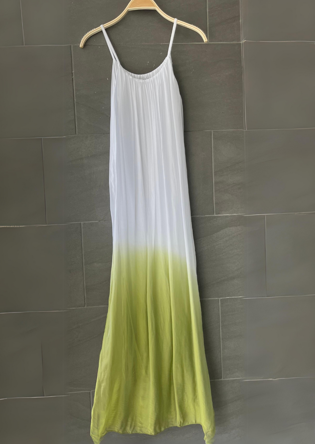 Millie Silk Ombre Maxi Dress (Avocado)