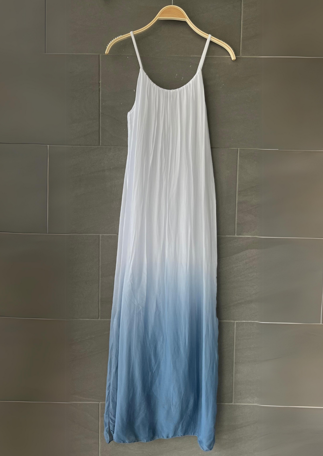 Millie Silk Ombre Maxi Dress (Denim)