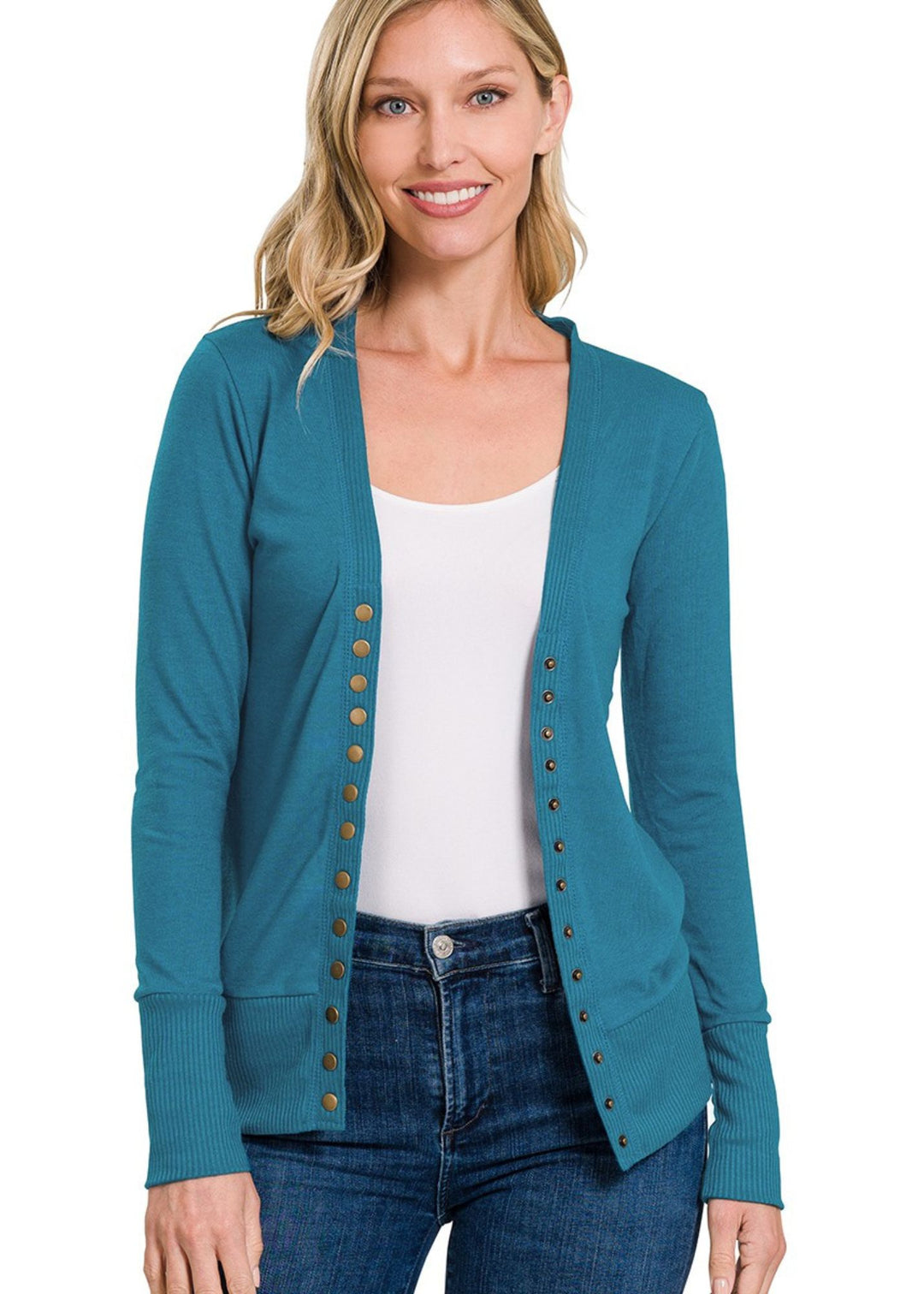 Zen Lightweight Rib Cardigan (Teal)