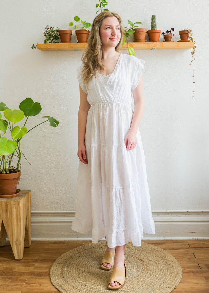 White linen dress for wedding