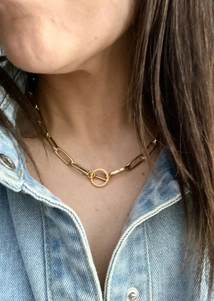 Gold Filled Paperclip Chunky Chain Necklace