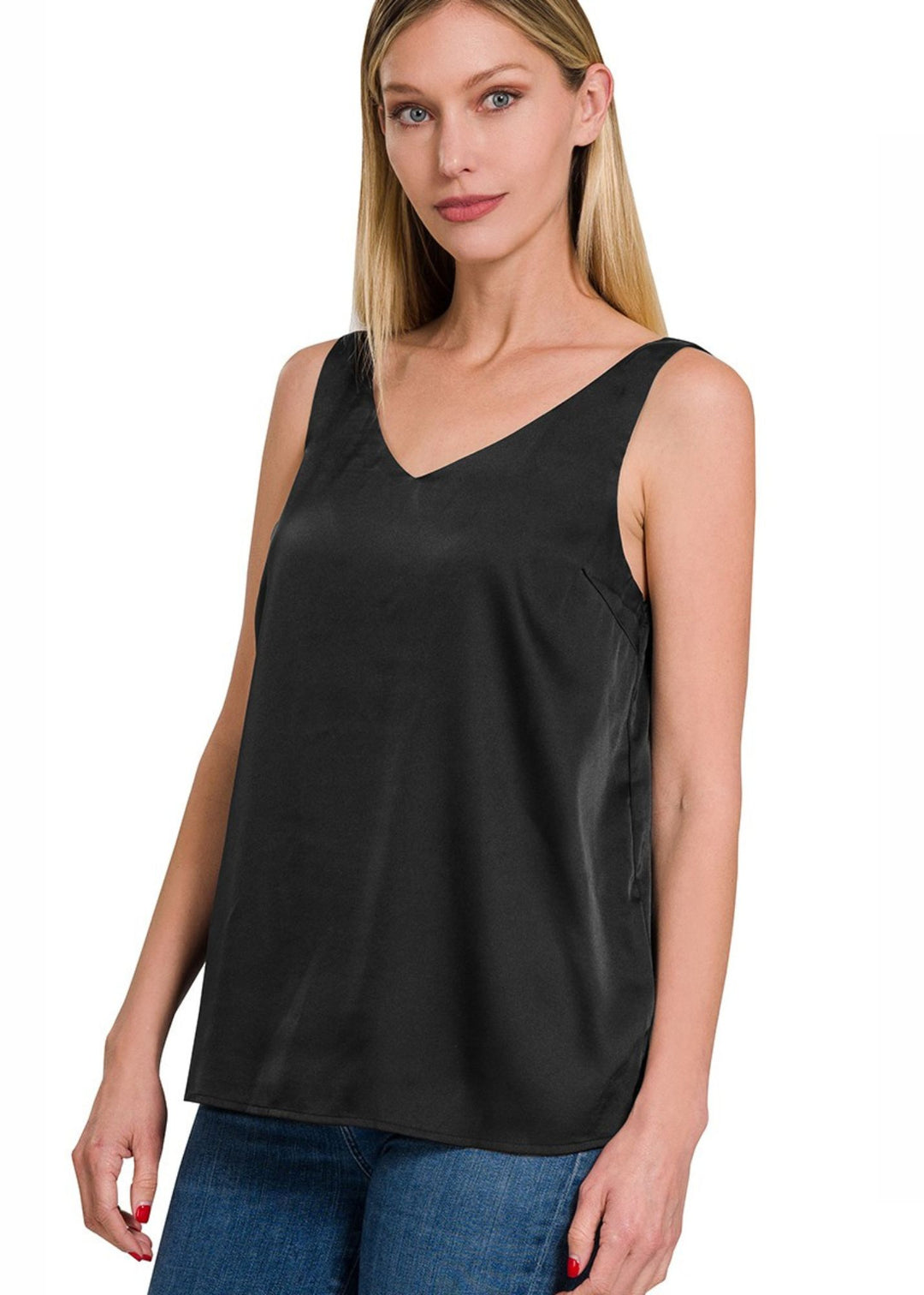 Zen Satin V Tank (Black)