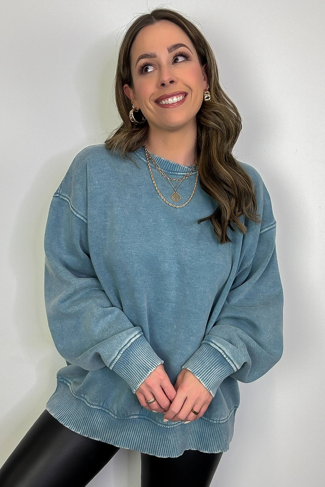Zen Oversized Fleece Sweatshirt (Blue Grey)