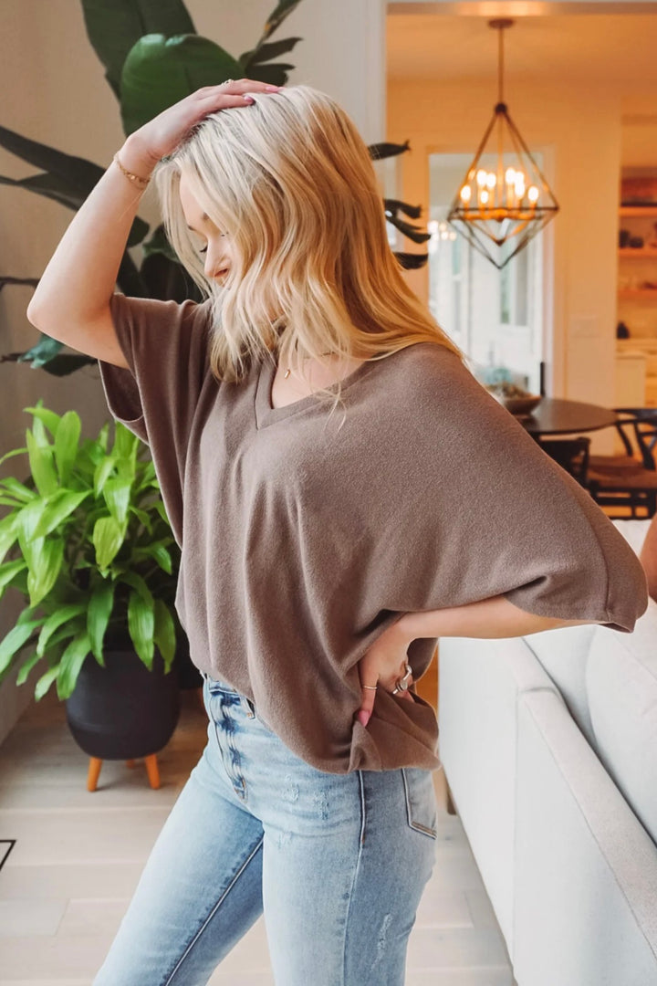 Jolie Slouchy Dolman Tee (Mushroom)