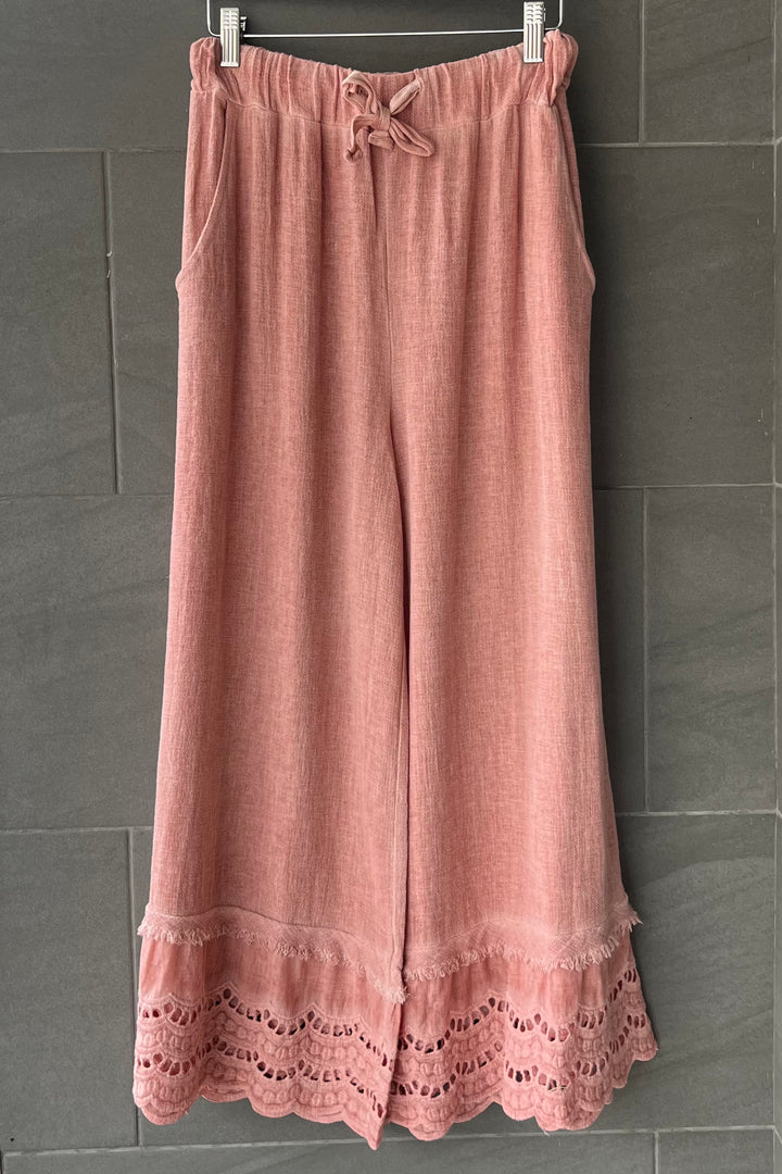 Meo Linen Eyelet Pants (Chili)