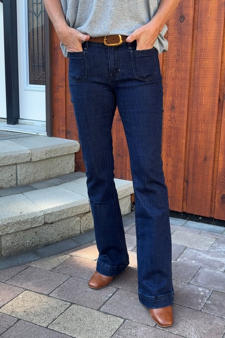 Kancan Mid Rise Pocket Bootcut Jean