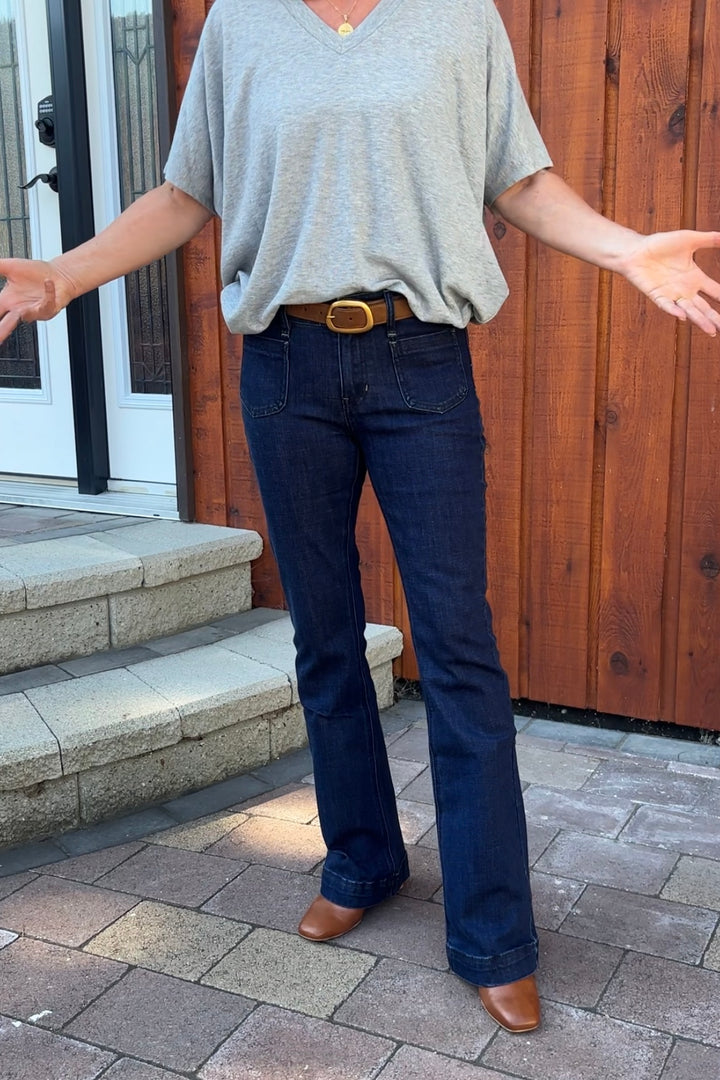 Kancan Mid Rise Pocket Bootcut Jean