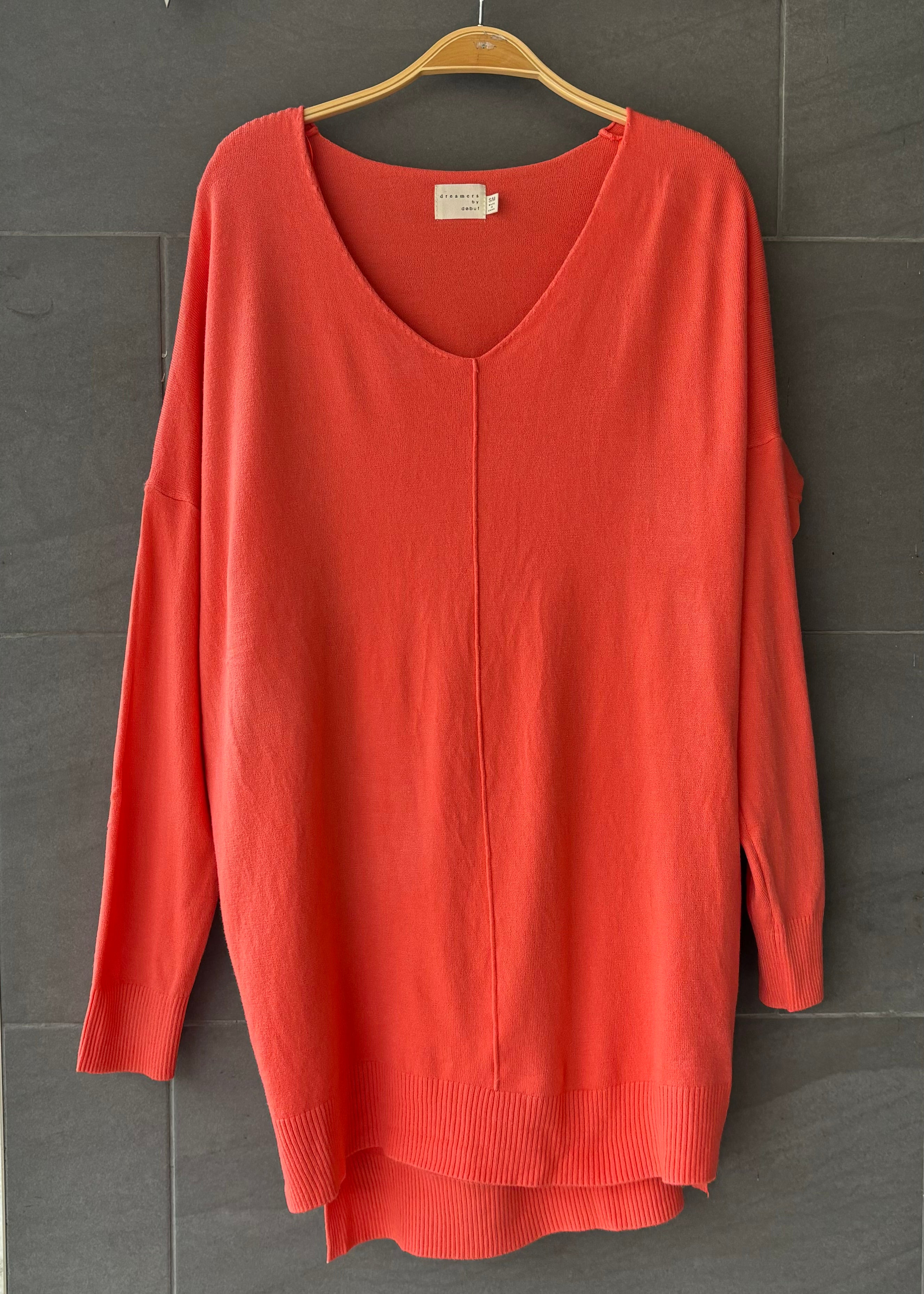 Comfy As Can Be Sweater (Bright Melon) Vibe Apparel