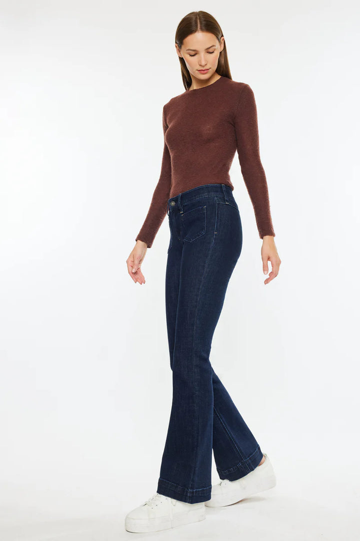 Kancan Mid Rise Pocket Bootcut Jean