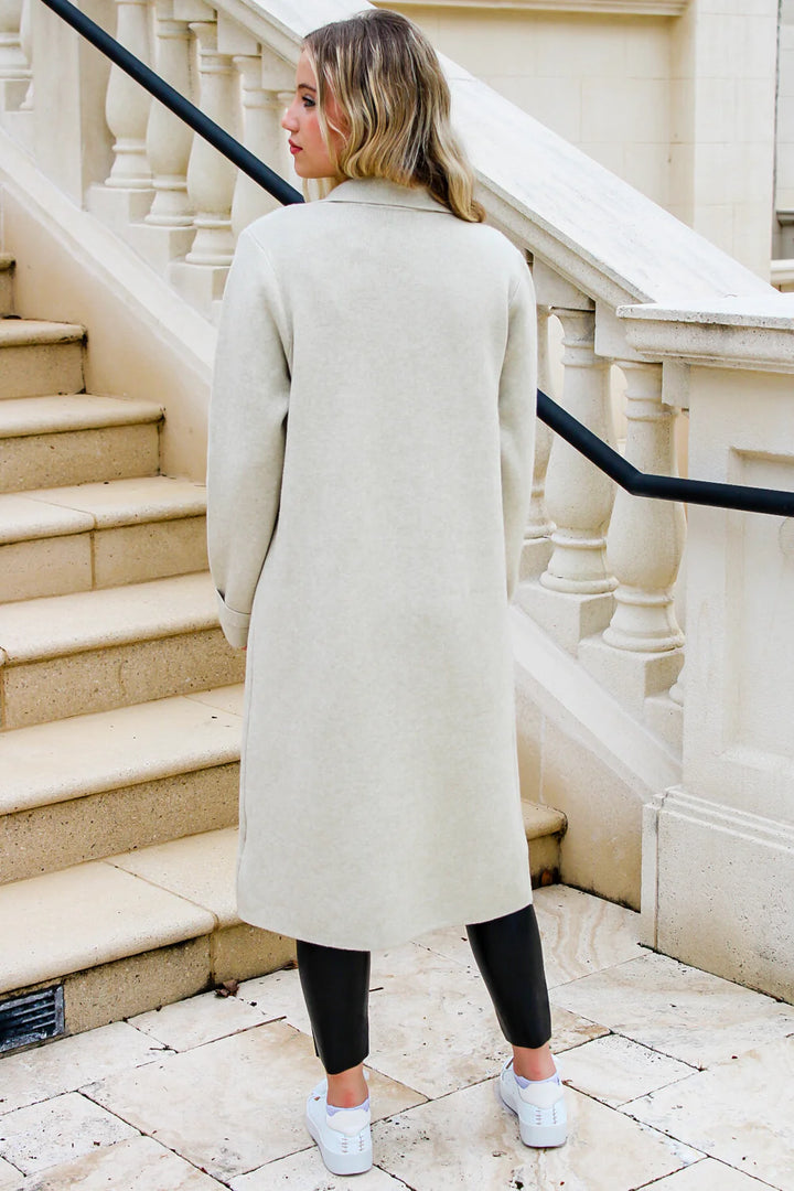 Jolie Cashmere Knit Trench Coat (Oatmeal)