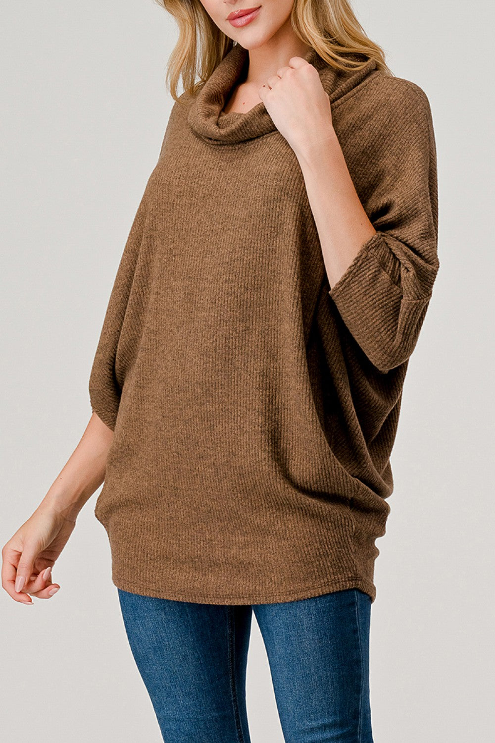 Natural Vibe Cowl Neck Sweater (Coffee)