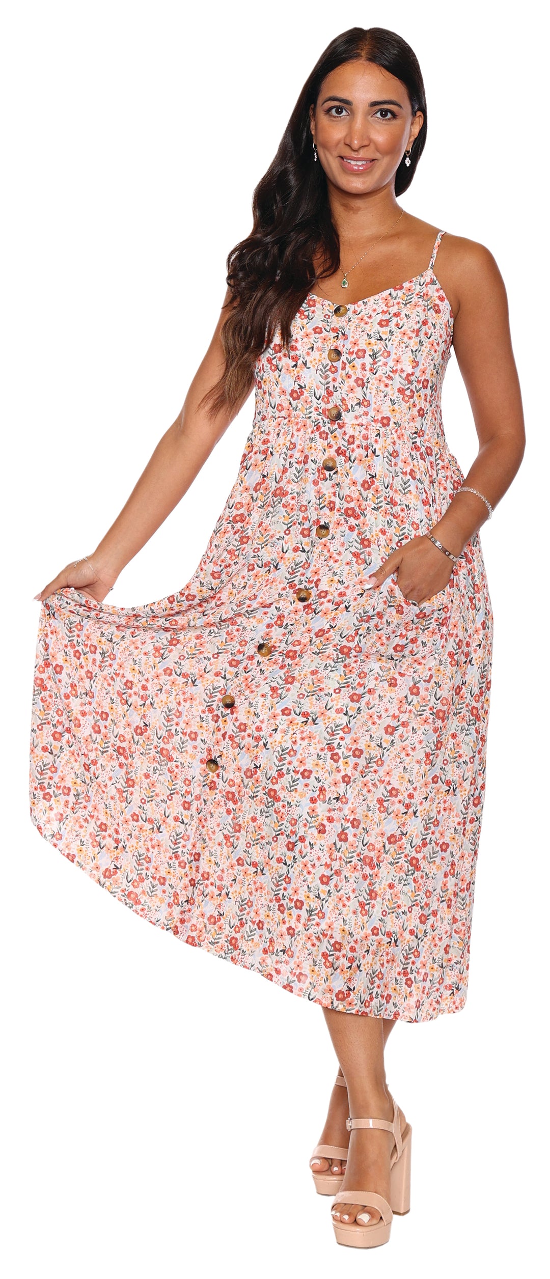 Papa Meadow Bloom Midi Dress (Rust)