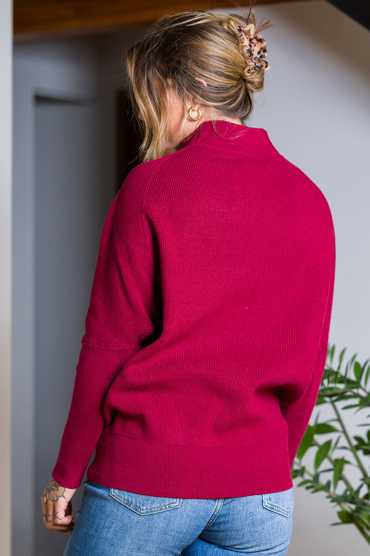 Zen Rib Dolman Sweater (Cabernet)