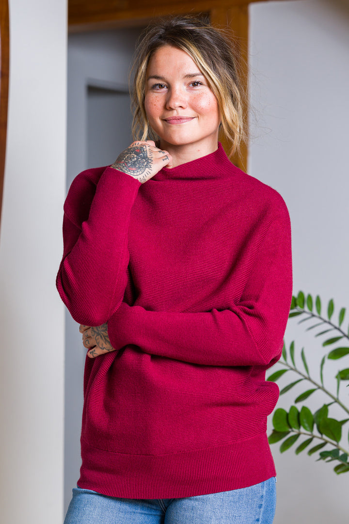Zen Rib Dolman Sweater (Cabernet)