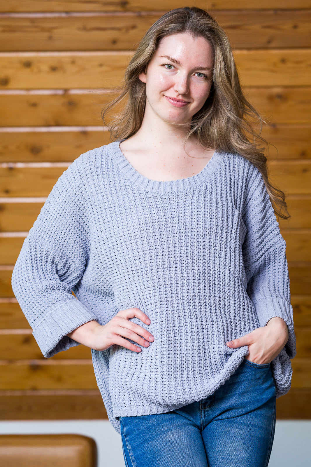 My Cozy Oversized Chenille Sweater Soft Blue