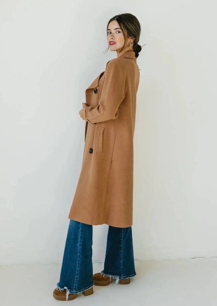 Jolie Cashmere Knit Trench Coat (Macchiato)