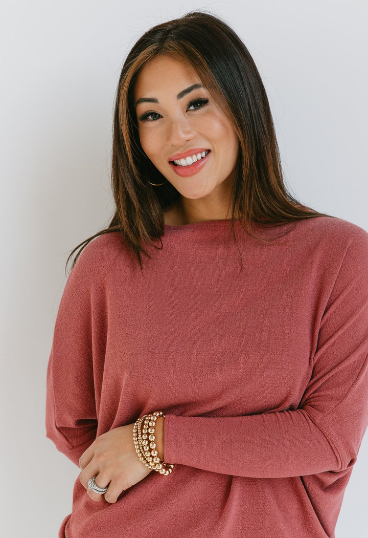 Jolie All Day Slouch Top (Dark Mauve)