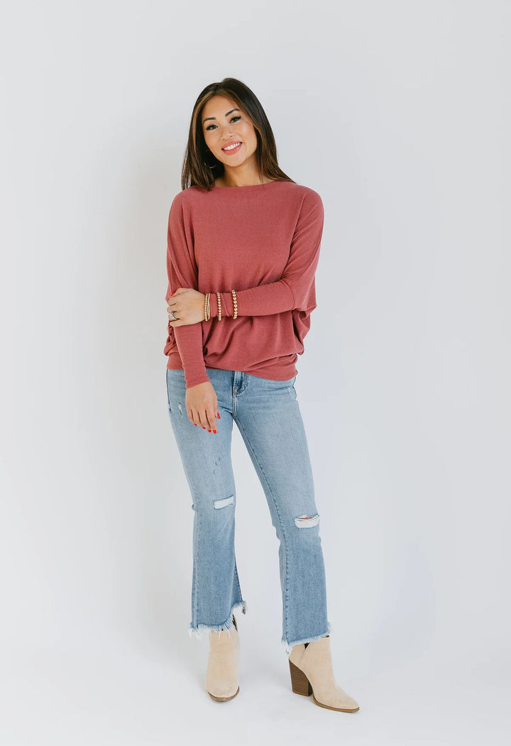 Jolie All Day Slouch Top (Dark Mauve)