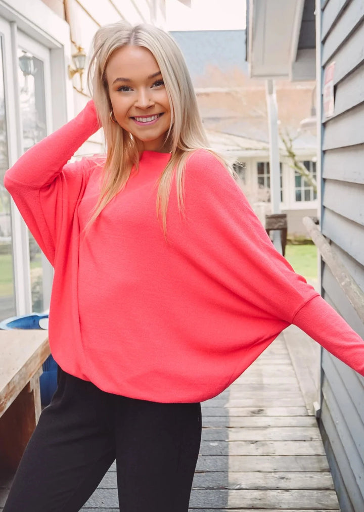 Jolie All Day Slouch Top (Bright Tangerine)