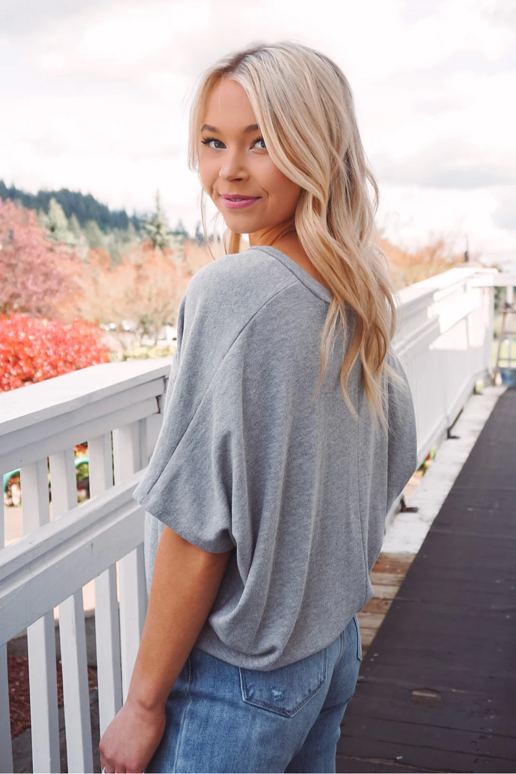 Jolie Slouchy Dolman Tee (Heather Grey)
