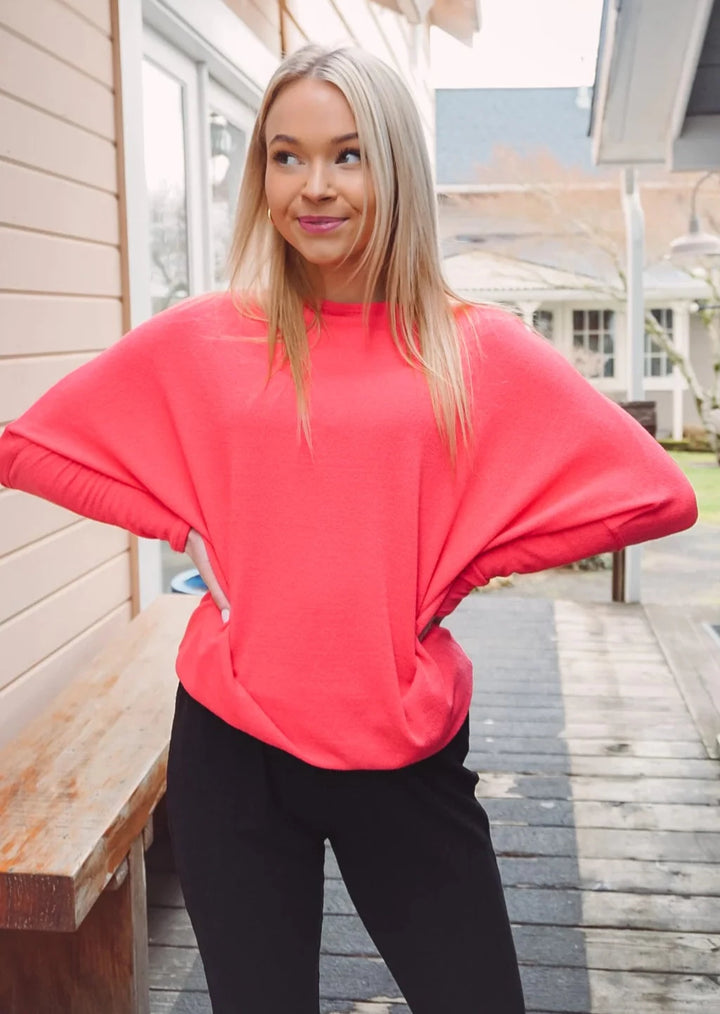 Jolie All Day Slouch Top (Bright Tangerine)