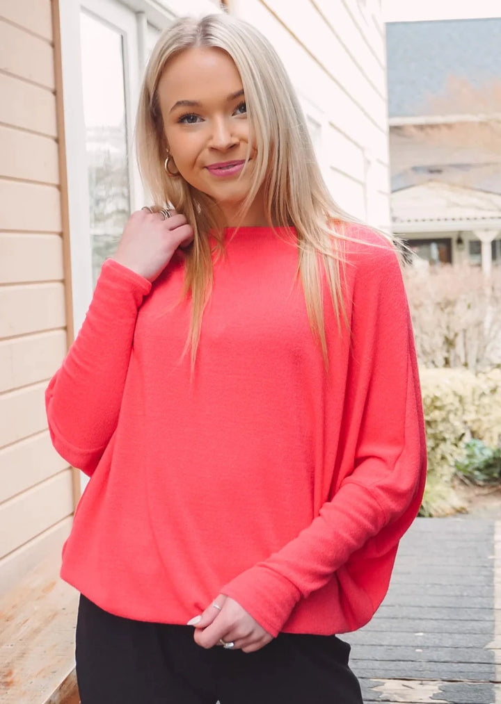 Jolie All Day Slouch Top (Bright Tangerine)