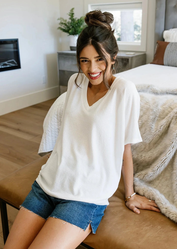 Jolie Slouchy Dolman Tee (Ivory)